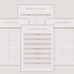 Printable Reading Journal | Minimal Reading Planner | Book Planner ...