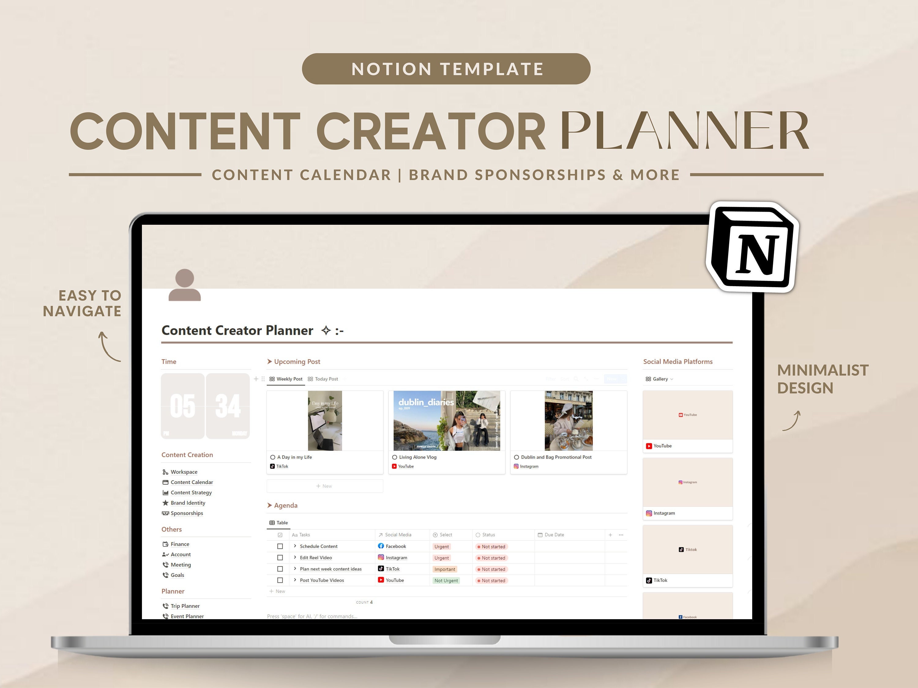 Content Creator Notion Template Social Media Planner Instagram Youtube Content Creator Notion Template Social Media Planner Instagram Youtube