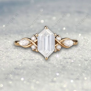 Hexagon Cut Moissanite Ring 14K Gold Ring Engagement Ring Wedding Ring Statement Ring Diamond Ring Proposal Gift For Her Anniversary Ring