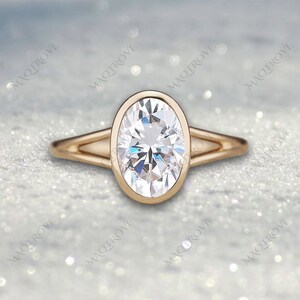 Oval Moissanit Ring 14K Goldring Verlobungsring Solitärring Hochzeitsring Diamantring Vorschlagring Geschenk für ihren Jahrestag Ring