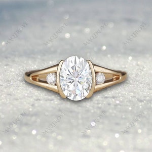 Oval Moissanit Ring 14K Goldring Verlobungsring Ehering Solitär Ring Diamantring Vorschlag Ring Geschenk für ihren Jahrestag Ring