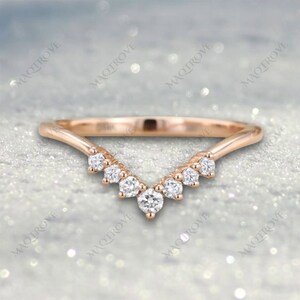 Curved Moissanite Band 14K Gold Band  Wedding Band Diamond Eternity Band Stacking Band Promise Band Bridal Band Engagement Ring Gift For Her