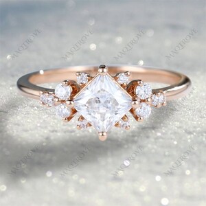 Princess Cut Moissanite Ring 14K Gold Ring Engagement Ring Wedding Ring Proposal Ring Diamond Ring Handmade Anniversary Ring Gift For Her