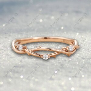 Wedding Band 14K Gold Band Moissanite Band Eternity Band Stackable Band Floral Band Promise Band Bridal Band Engagement Ring Gift For Her