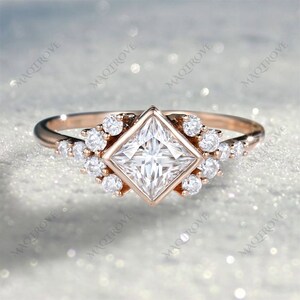 Princess Cut Moissanite Ring 14K Gold Ring Engagement Ring Wedding Ring Diamond Ring Proposal Ring Handmade Anniversary Ring Gift For Her