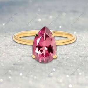 Pink Tourmaline Ring 14K Gold Ring Engagement Ring Wedding Ring Minimalist Ring Solitaire Ring Proposal Ring Anniversary Ring Gift For Her