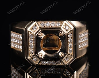 Anillo de plata de ley para hombre: piedra de corte redondo, anillo de compromiso personalizable