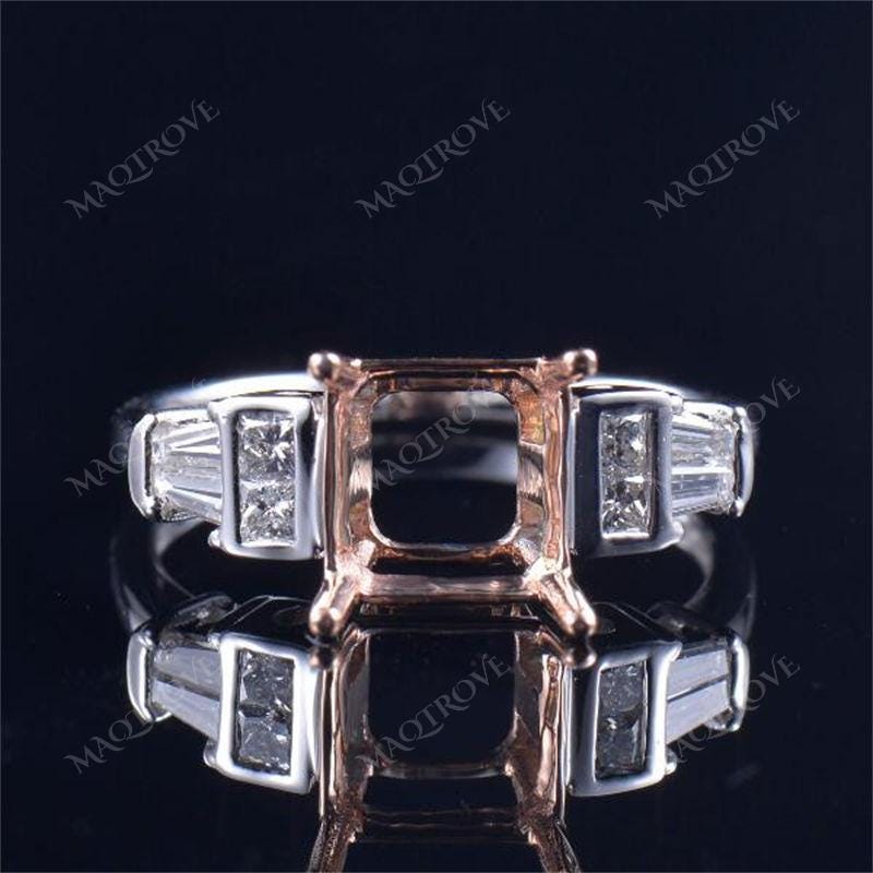 Princess Cut Semi Mount Ring: Sterling Silver Customizable Engagement…