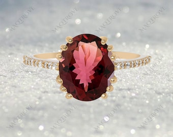 Pink Tourmaline Ring 14K Gold Ring Cocktail Engagement Ring Moissanite Ring Wedding Ring Diamond Proposal Ring Anniversary Ring Gift For Her