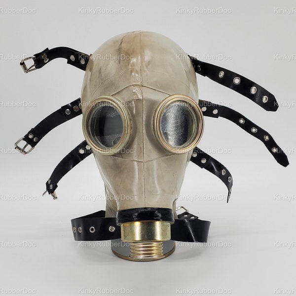 Upgraded Gas Mask Hood Rubber. Hose Filter Breath Bag Gray Latex Gear Military Suit Army Uniform Rebreather Bag Breath Play GP5 Poppers Gear
