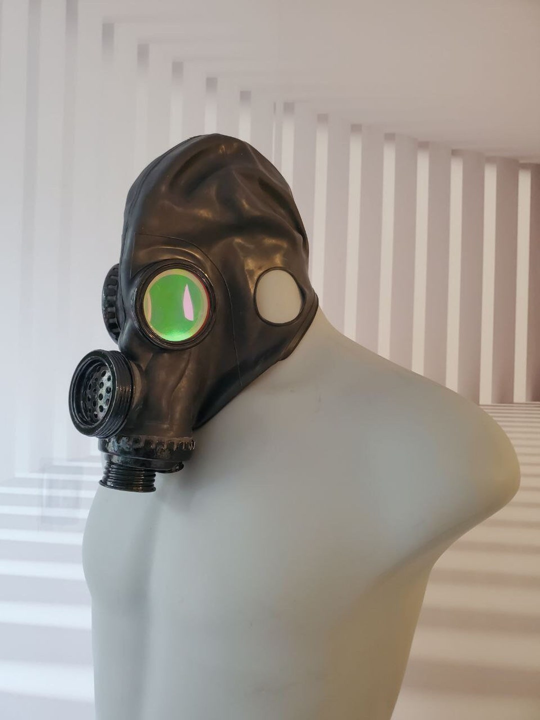 Handcrafted Rubber Gas Mask. Gear Fetish Golden -