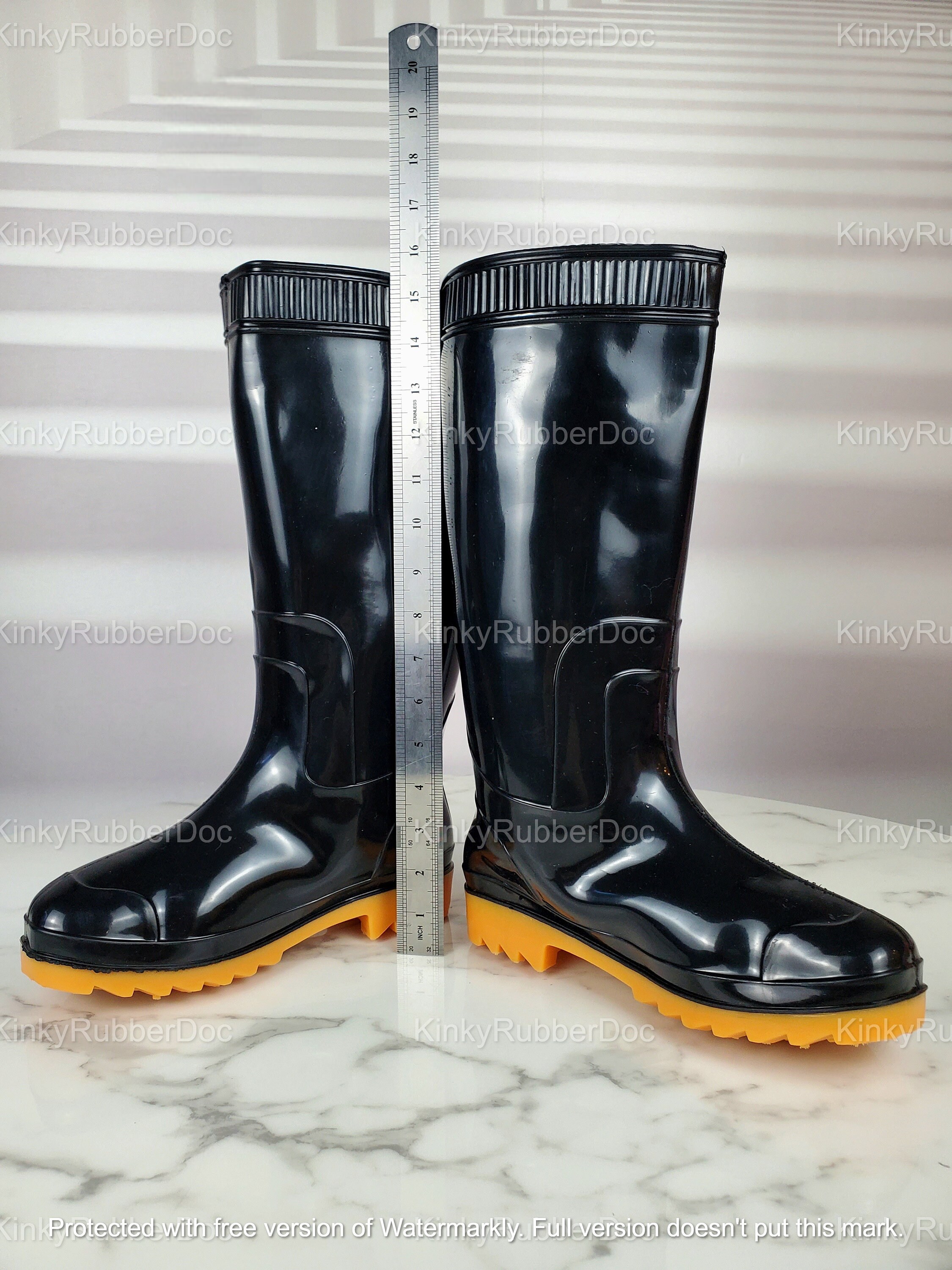 Sexy Rubber Boots Black. High Knee Kinky Latex Gear Heavy Duty Outfit BDSM Erotic Sex Gay Slave Toy Adult Gimp Fetish Shoes Restraints Pride