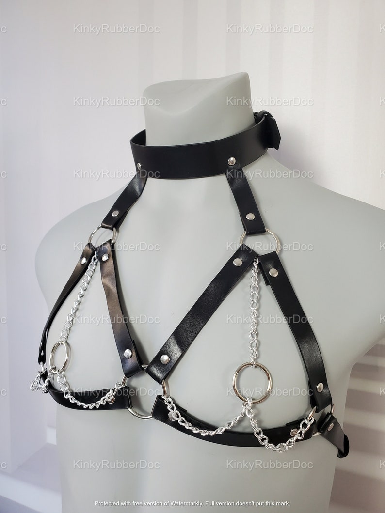 Leather Breast Harness Unisex. BDSM Bondage Gay Accessoires LGBT Sex Role Play Choker Restraints Gimp Suit Slave Pride Fetish Sex Toys Do 