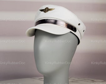 Leather Peaked Cap. Officer Army Commander Hat Visor Cortical Military Hats Garison Police Hat Cosplay Hat German Halloween Punishment Cloth