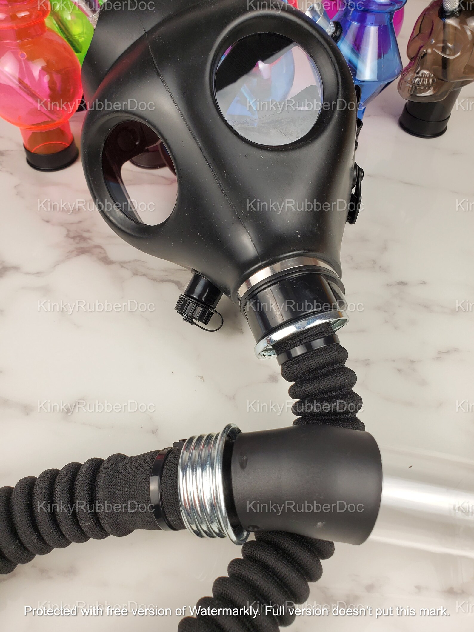 Hookah Pipe Mask Gas Smoking Breathing Play. Blue Latex Gear Etsy