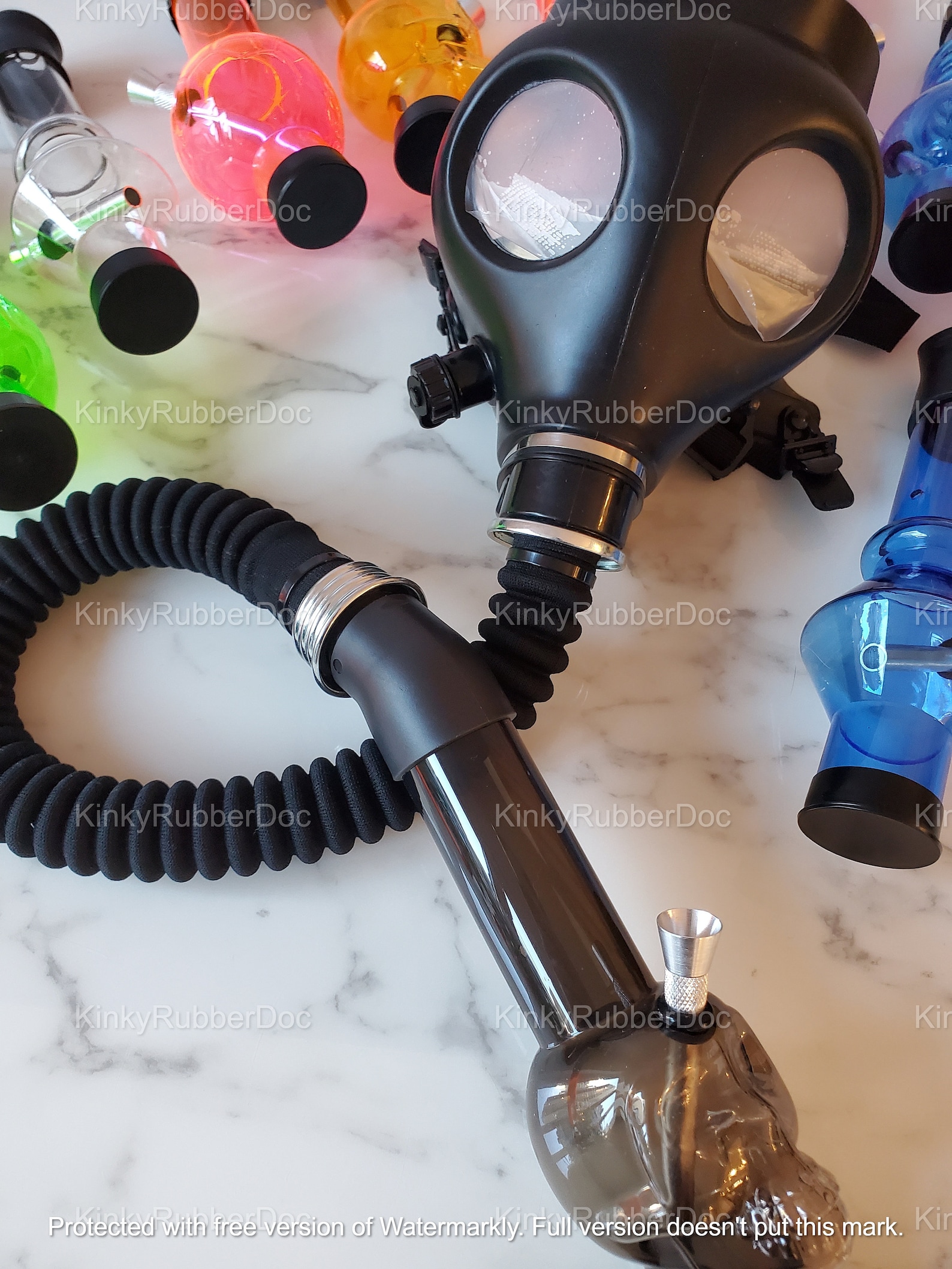 Hookah Pipe Mask Gas Smoking Breathing Play. Blue Latex Gear Etsy