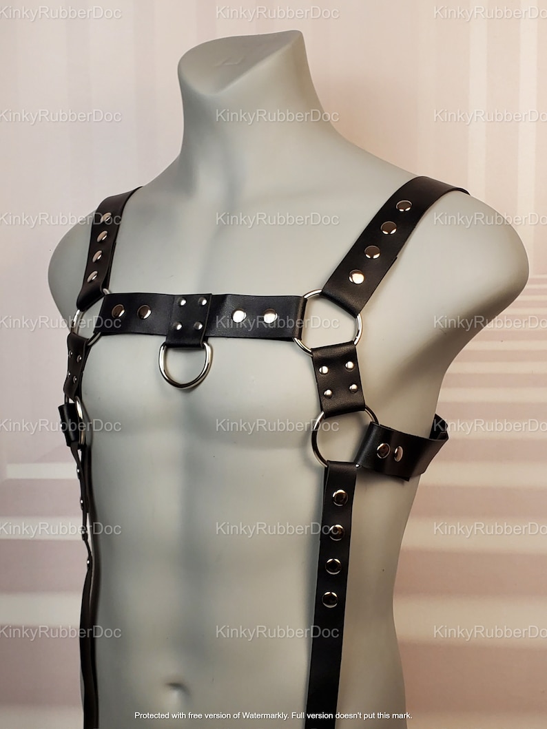 Leather Harness Suspender. Bondage Outfit Costume Kinky Sex Pride Puppy Domtop Erotic Gay BDSM Leather Shirt Fetish Rubber Gear Unisex Ring 