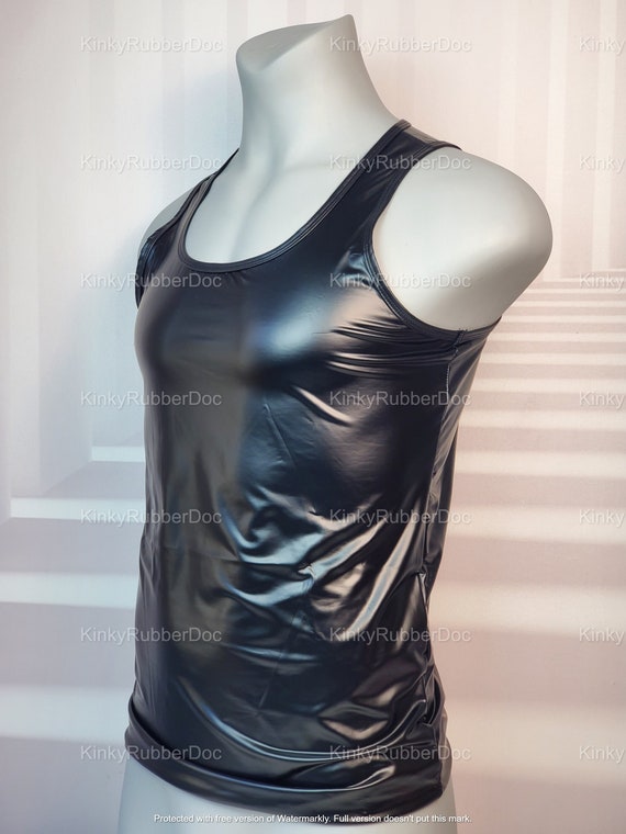 Camiseta sin mangas de cuero sexy. Traje de tela fetiche Gay camiseta BDSM para hombre ropa interior Gay orgullo LGBT ropa rizada bragas sexis uniforme de moda para fiesta y Club