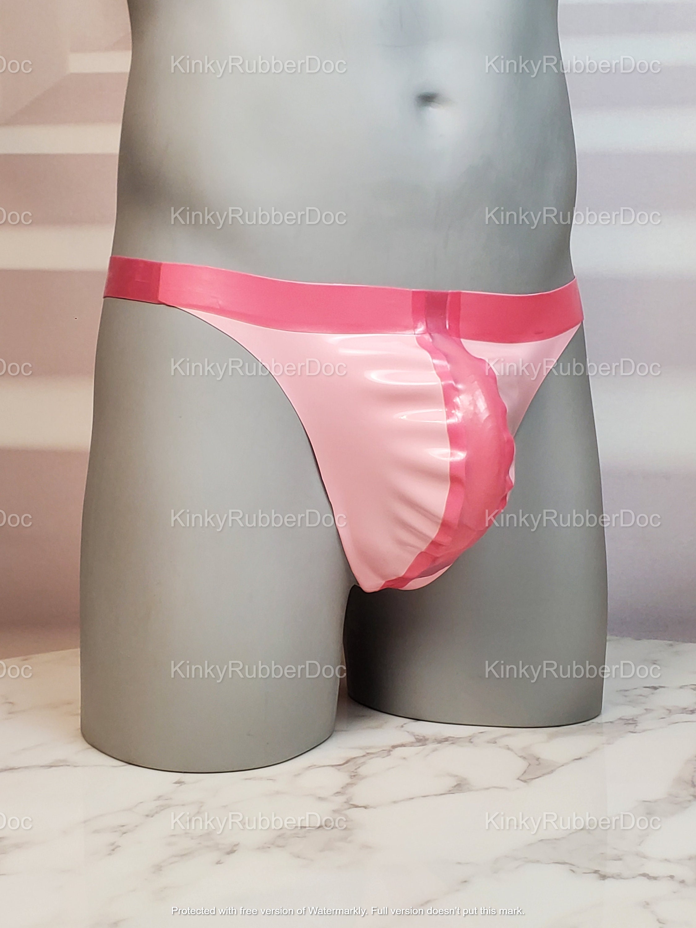 Latex G-string Thong PINK Big Bulge