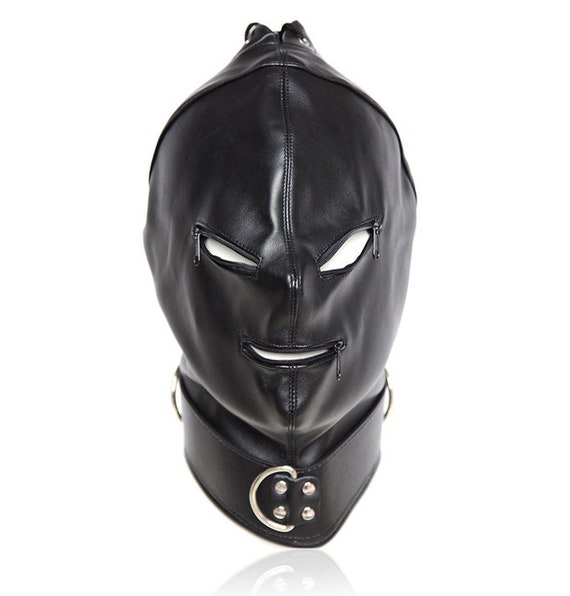 Bdsm Leather Hood Zipper Eyes Mouth Bondage Sex Role Play Gay Etsy