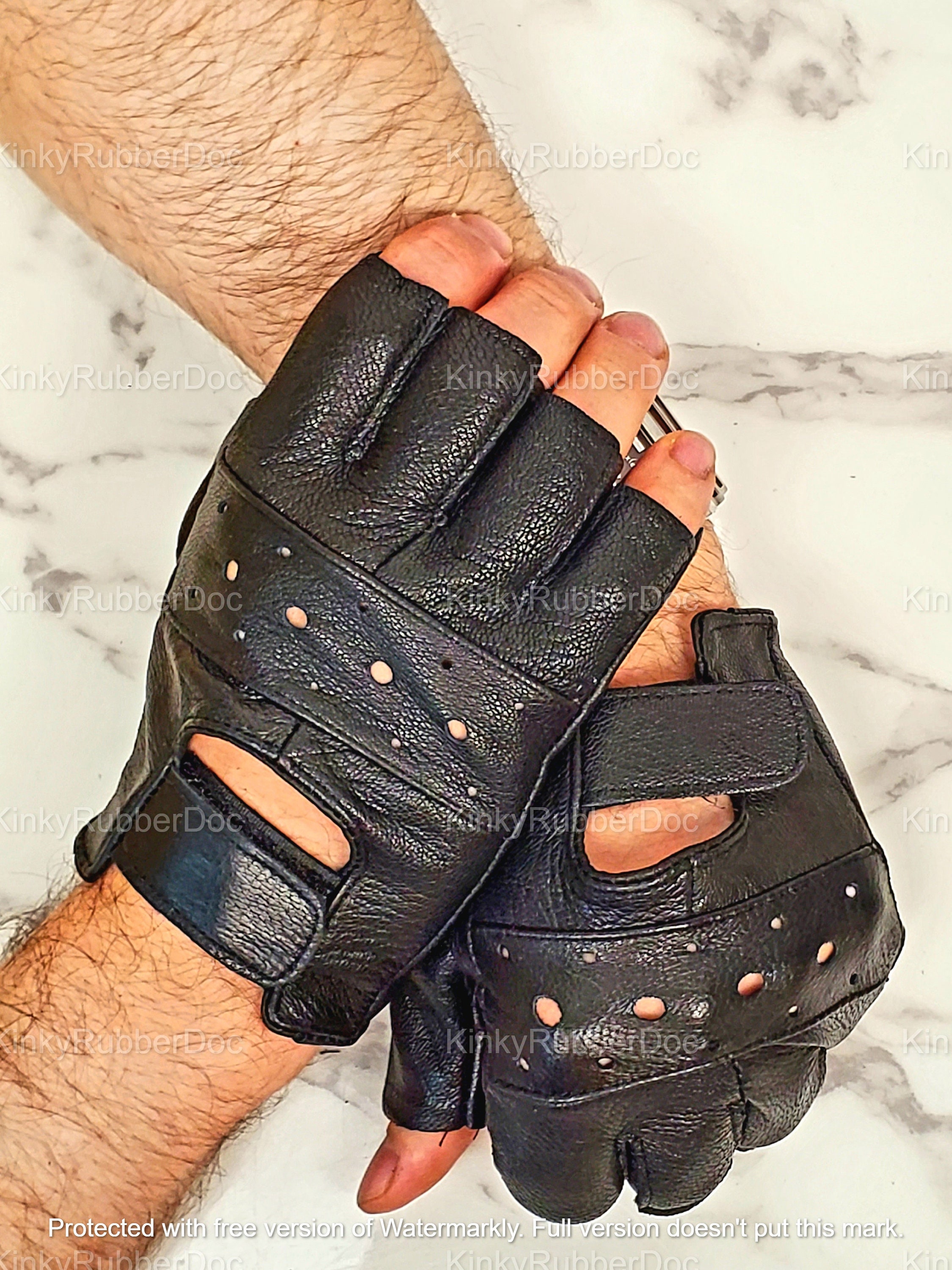 Erotic Leather Gloves Fingerless. BDSM Bondage Outfit Costume Pride Sex Sexy Mistress Domtop Erotic Gay Leather Fetish Rubber Gear Unisex