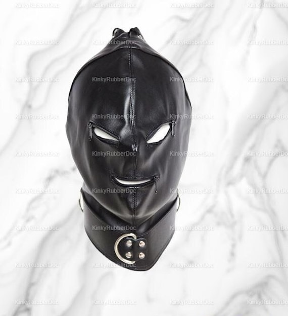BDSM Lederhaube Zipper Augen Mund. Bondage Sex Rollenspiel ...