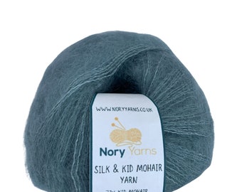 Kid Mohair / Mulberry Silk knitting yarn, yarn for hand knitting, silky soft mohair yarn - Steel