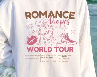 Valentine’s Day gift for book lovers romance tropes sweatshirt, librarian gift crewneck, forbidden love, Booktrovert shirt, bookish hoodie