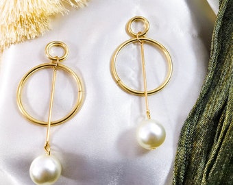 gifts for her handmade jewelry statement earringsFree Shipping gifts jewelry gold plated jewelry White Cz earrings brass earrings