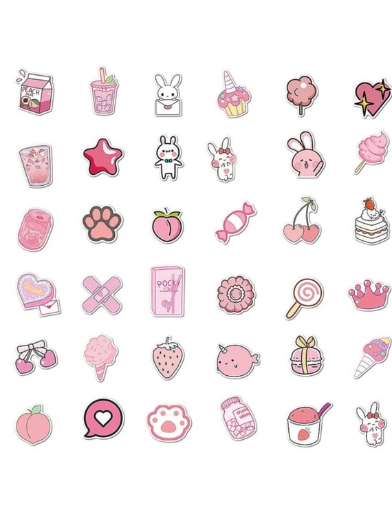 Kawaii Pink Stickers, Multiple Pack Sticker for Sale by pizzaisdope