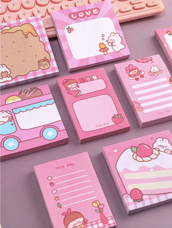 Kawaii Postit Notebook Paper Pad Pink Purple Korean Etsy