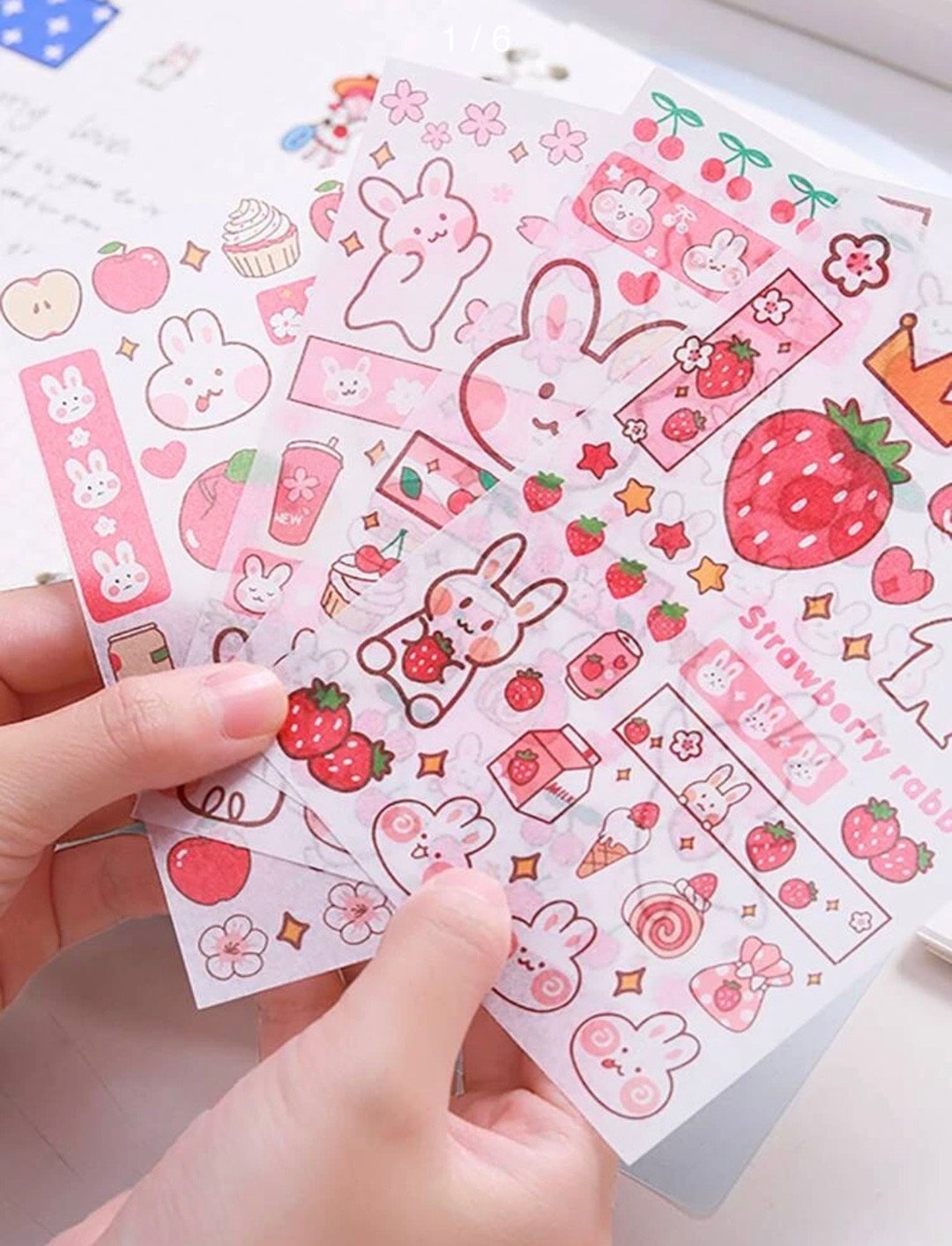 Strawberry Sticker Sheet Kawaii Stickers Cute Stationery Journal Stickers Strawberry  Stickers Cute Stickers Cute Sticker Sheet 