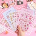 Sweet Rabbit l Cute Bear Sticker Sheets l Kawaii Peach Strawberry Milk Stars Bows l Lemon Yellow l Candy Pink l Green Garden l Blue Space