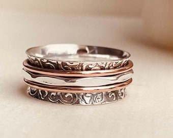 Twisted Spinner, Minimalist Spinner Ring, Handmade Ring, Meditation Ring, Worry Ring, Fidget Ring, Silver Spinner Ring, Spin Ring For woman