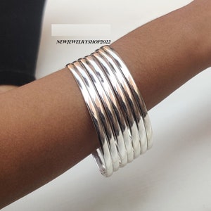 Set Of 7 Bangle Stacking Bangles, Semanarios, Stacking Bracelets, 7 Day Bangles, Indian Jewelry, Half Round Bangles, Silver Gift Bangle Her.