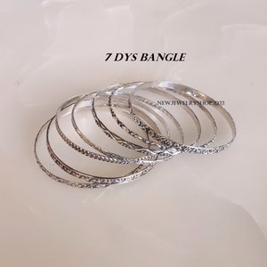 7 Design Bangles, 925 Silver Bangle for Her/him Sterling Silver Bangles, Handmade Bangles, Stackable Bangles, for Gift on Christmas Design image 2