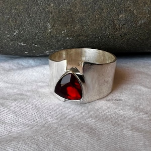 Natural Garnet Ring, Garnet Gemstone Ring, Red Stone Ring, Sterling Silver Ring, Handmade Ring, Natural Ring,  Gift For Her, BT77