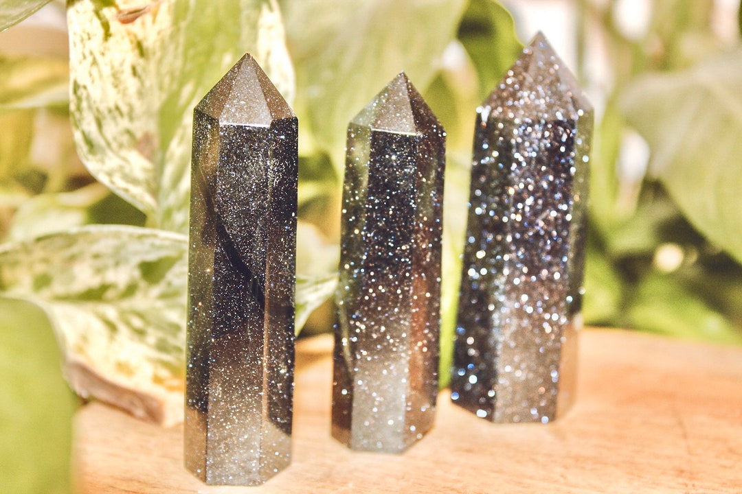 Manmade Blue Goldstone Towers Intuitively Selected Blue Goldstone Crystal Manmade Crystal Blue