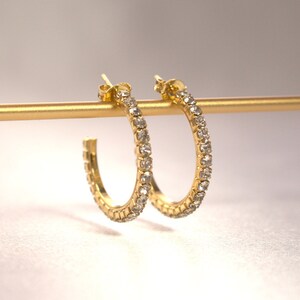 Gold Huggie Earrings, Diamond Huggies Earrings, Cartilage Hoop, Dainty Hoops, 18K Gold Plated Huggie Earrings, Diamond Hoop Earrings