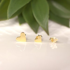 Gold Plated Heart Stud Earrings Set, Minimalist Earrings, Tiny Heart Earrings, Dainty Gold Heart Earrings, Love Stud Earrings, Gift for Her