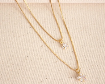 Gold Layered Necklace, Gold Plated Necklace, Star Pendant Necklace, Gold Layering Necklace, Gold Necklace Charm, Minimalist Gold Necklace