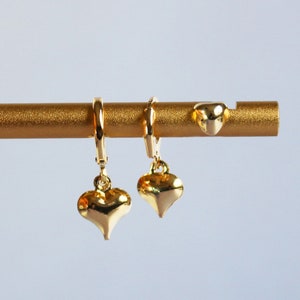 6 Pieces Heart Dangle Earrings Set, 18k Gold Plated Earrings, Gold Love Heart Huggie, Love Hoop Earring Set, Puffy Heart Huggies