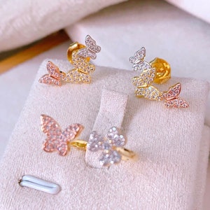 Schmetterling Ohrringe, Gold Ohrringe Schmetterling, 18k Vergoldete Ohrringe, Schmetterling Ohrstecker, Gold Schmetterling Ohrstecker, Gold Zierliche Ohrringe
