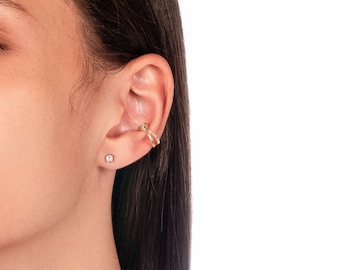 18k Gold Plated Ear Cuff, Gold Hoop Earrings, Ear Cuff Gold, Colorful Diamond Ear Cuff, Minimalist Earrings, Gold Open Hoops, Gift for Her