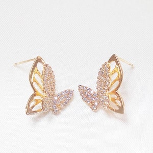 Butterfly Earrings, Gold Butterfly Earrings, Butterfly Earrings Stud, Earrings Butterfly, Unique Butterfly Earring, Butterfly Beaded Earring