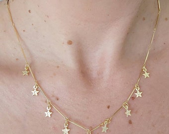 Gold Star Charm Necklace, Gold Star Pendant Necklace, Crystal Star Necklace, Star Necklace Gold, Gold Star Charm Necklace, Dainty Necklace
