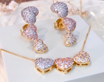 Regalos de cumpleaños para ella, Conjunto de joyas de oro con collar y aretes, Conjunto de collar y aretes, Conjunto de collar de aretes, Conjunto de joyas