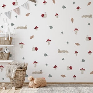 Floral Wall Stickers, Forest Floral Wall Decal, Wall decor, Boho style wall sticker, Pastel flower wall stickers, Botanical wall stickers