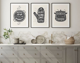 Kitchen Quote Prints Set: Minimalist Kitchen Wall Art (Digital Download)