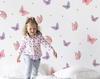 Butterfly Wall Stickers, Butterfly Wall Decal, Butterflies, Dots, Wall decor, Wall decoration, Kids room decoration, Stickers for kids